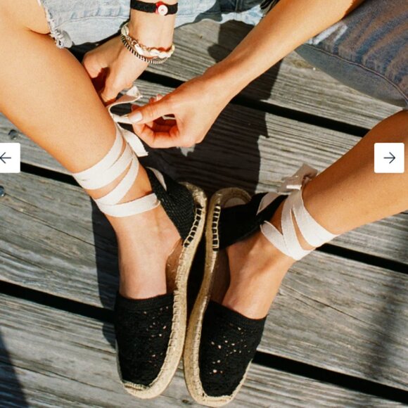 IVORY Soludos The Lauren Lace Up Espadrille Crochet - Picture 1 of 6